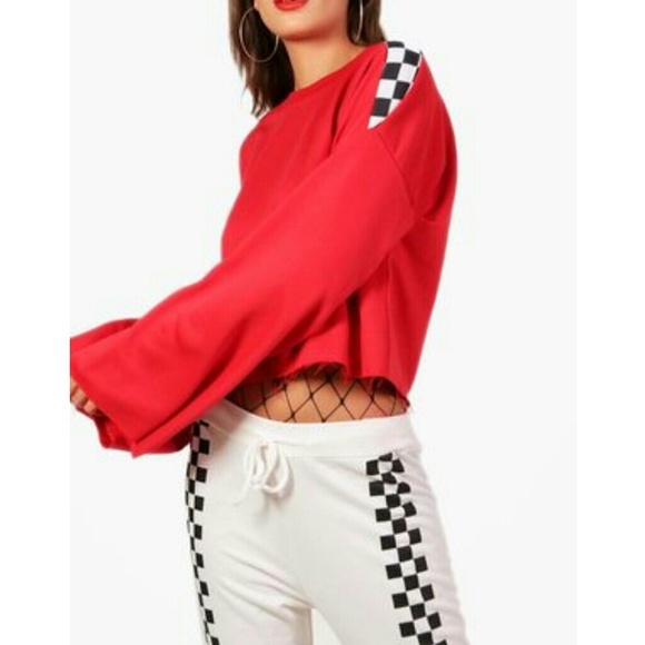 Boohoo Sweaters - boohoo red raw hem cropped sweater